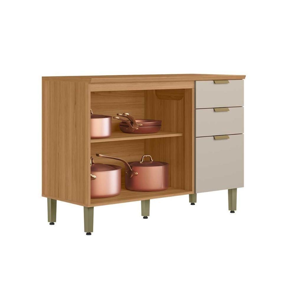 Balcão De Cozinha Modulado C- Tampo Selena C- 3 Porta E 2 Gavetas 120cm Jequitiba-off White Fosco - Linea Brasil - 5