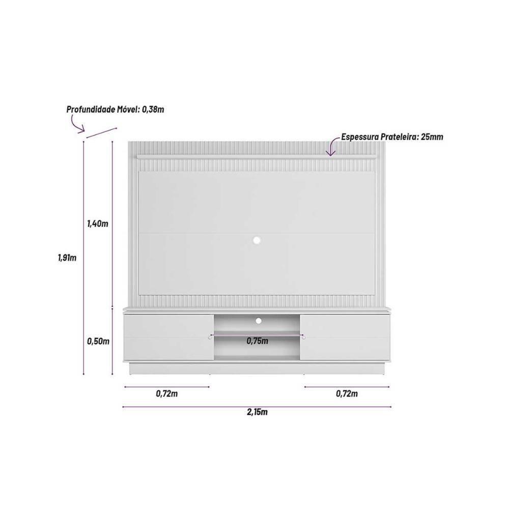 Estante P- Sala Até 75 Pol Guararapes C- 2 Portas 2 Prateleiras E Pés 191x215cm Nature-off White - Linea Brasil - 8