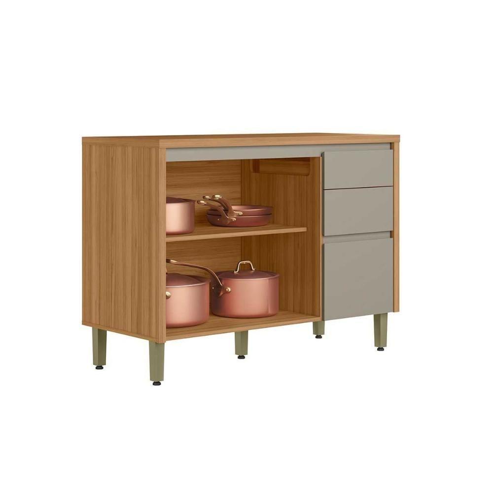 Balcão De Cozinha Modulado C- Tampo Allure C- 2 Portas E 3 Gavetas 120cm Jequitiba-gris Fosco - Linea Brasil - 4