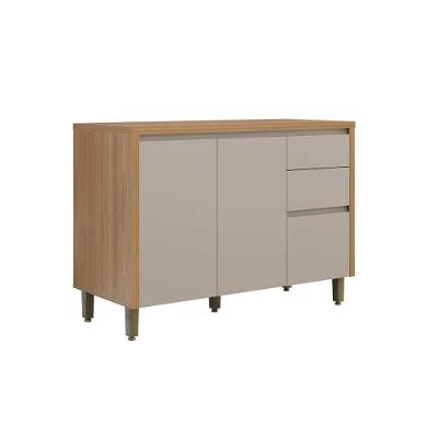 Balcão De Cozinha Modulado C- Tampo Allure C- 2 Portas E 3 Gavetas 120cm Jequitiba-gris Fosco - Linea Brasil