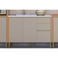 Balcão De Cozinha Modulado C- Tampo Allure C- 2 Portas E 3 Gavetas 120cm Jequitiba-gris Fosco - Linea Brasil - 8