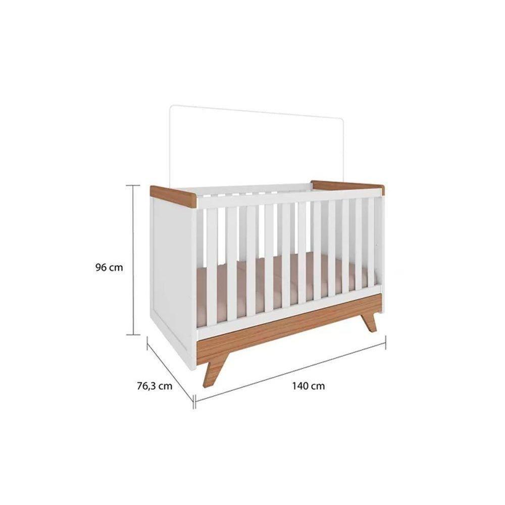 Berço - Mini Cama Infantil Retrô 2 Em 1 Branco-amendoa - Peroba - 2
