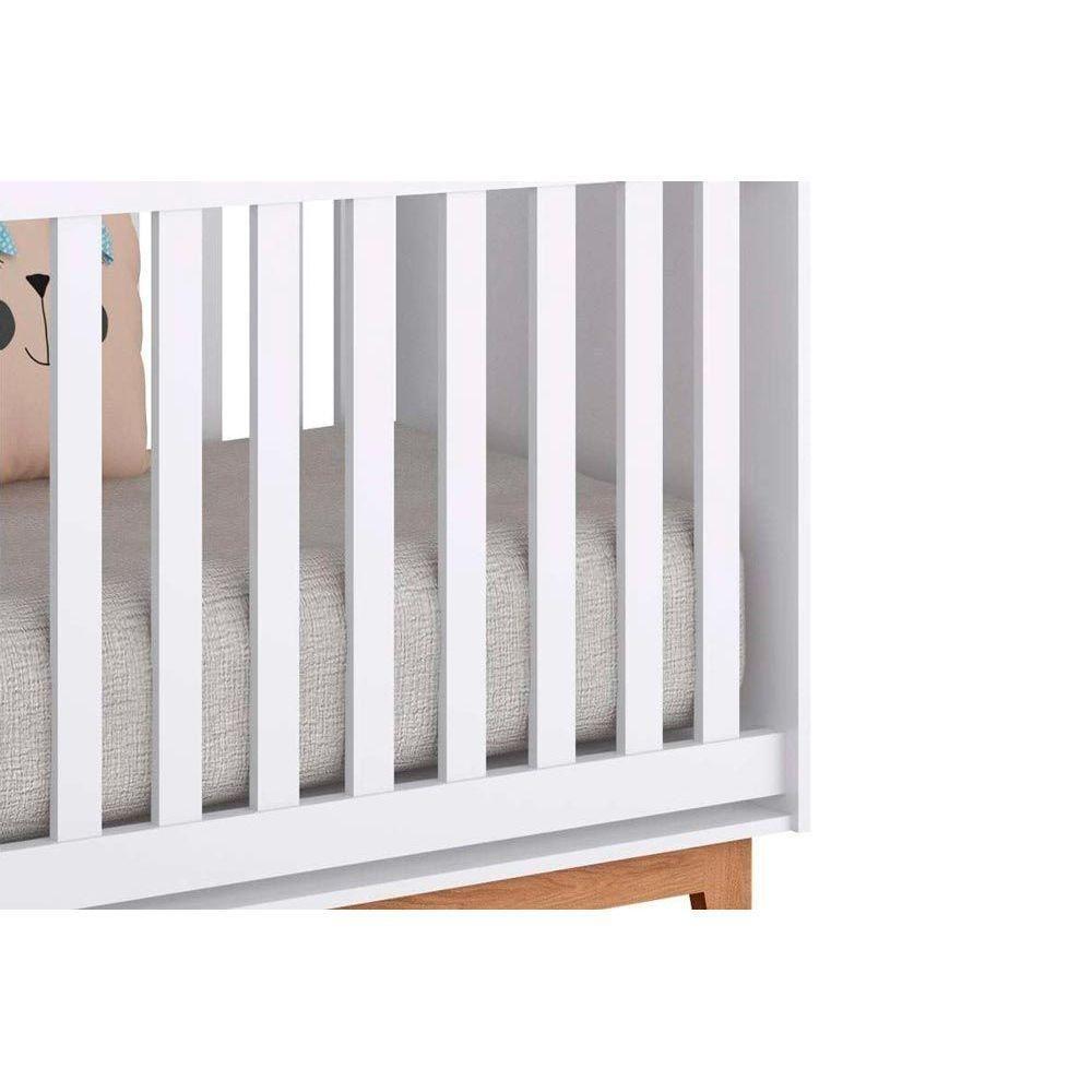 Berço - Mini Cama Infantil Retrô 2 Em 1 Branco-amendoa - Peroba - 6
