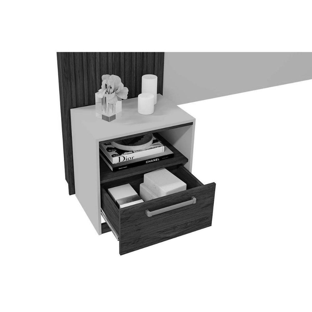 Painel Cama Box Madeirado Casal-queen-king Lucius 2 Mesas C- 1 Gaveta Freijo-sued - Caemmun - 4