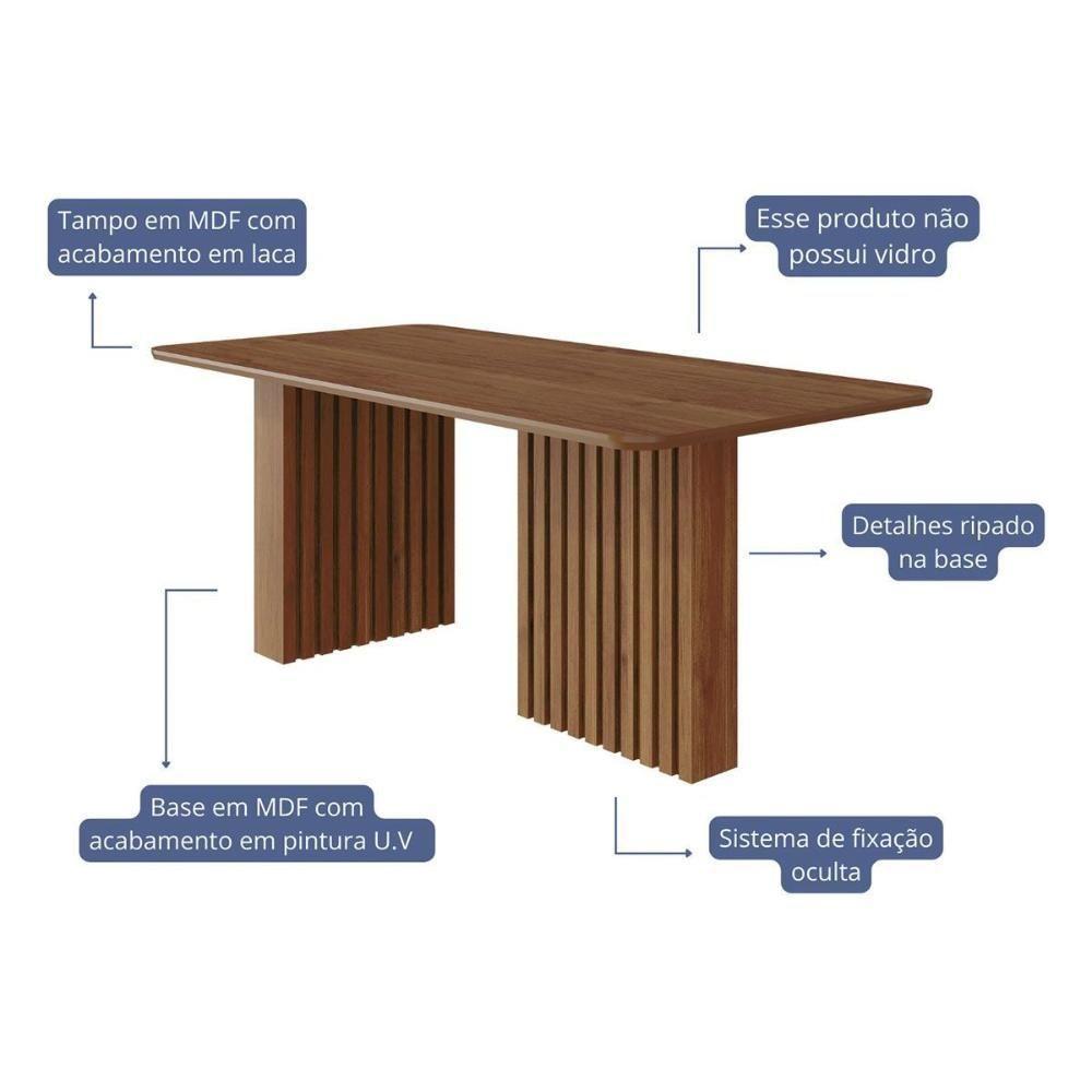 Mesa P- Cozinha Ester C- Tampo Madeirado 180x90cm Cinamomo - Cimol - 2