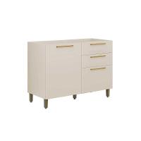 Balcão De Cozinha Modulado Atena C- 1 Porta E 3 Gavetas S- Tampo 120cm Off White - Linea Brasil - 1