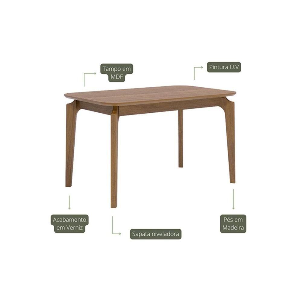 Mesa P- Cozinha Ficus Natuame C- Tampo Madeirado 130x80cm Carvalho-cinamomo - Cimol - 2