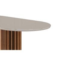Mesa Multiuso Cozinha Julieta C- Tampo Madeirado Vidro Oval 210x100cm Cinamomo-off White - Cimol - 5