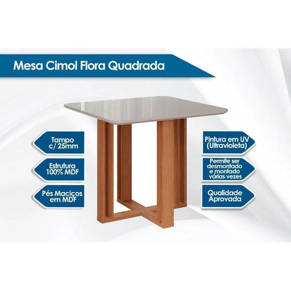 Mesa P- Cozinha Flora C- Tampo Madeirado 95x95cm Cinamomo - Cimol - 3
