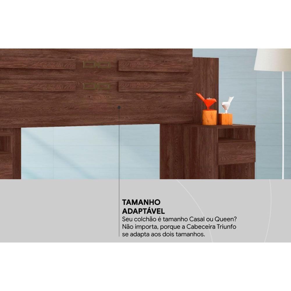 Painel Cama Box Madeirado Casal Triunfo C- 2 Mesas E 2 Gavetas Cafe Touch - Demóbile - 2