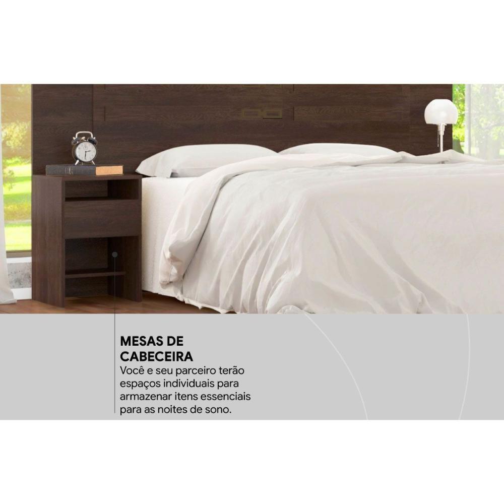 Painel Cama Box Madeirado Casal Triunfo C- 2 Mesas E 2 Gavetas Cafe Touch - Demóbile - 3