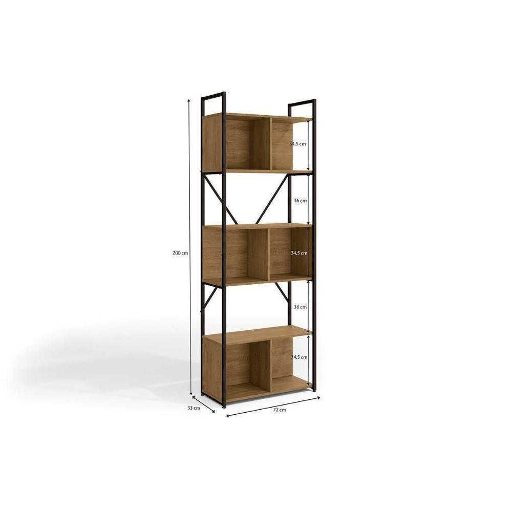 Estante De Livros Industrial Alta Li014 C- 6 Nichos 72x202cm Canela-branco - Kappesberg - 3