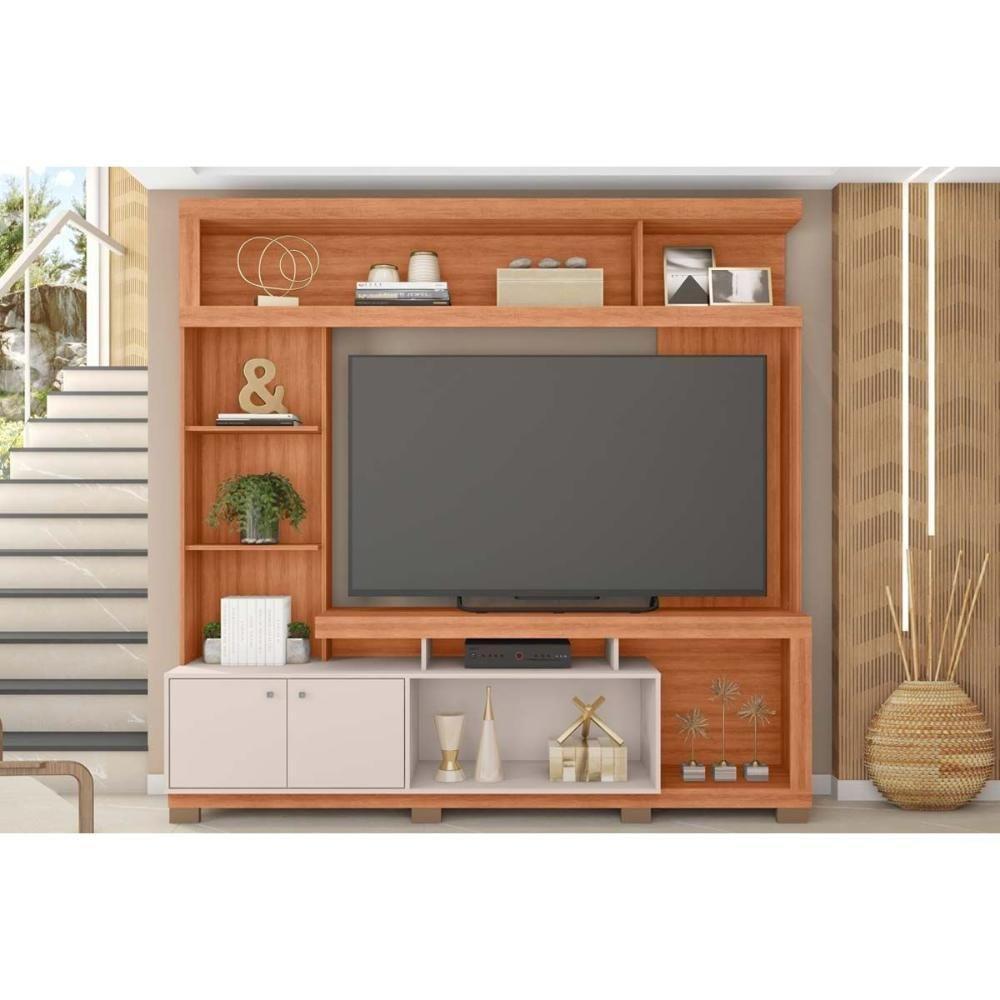 Estante P- Sala Até 70 Pol Formosa C- Nicho E Pés 210x207cm Freijo-off White - Caemmun - 1