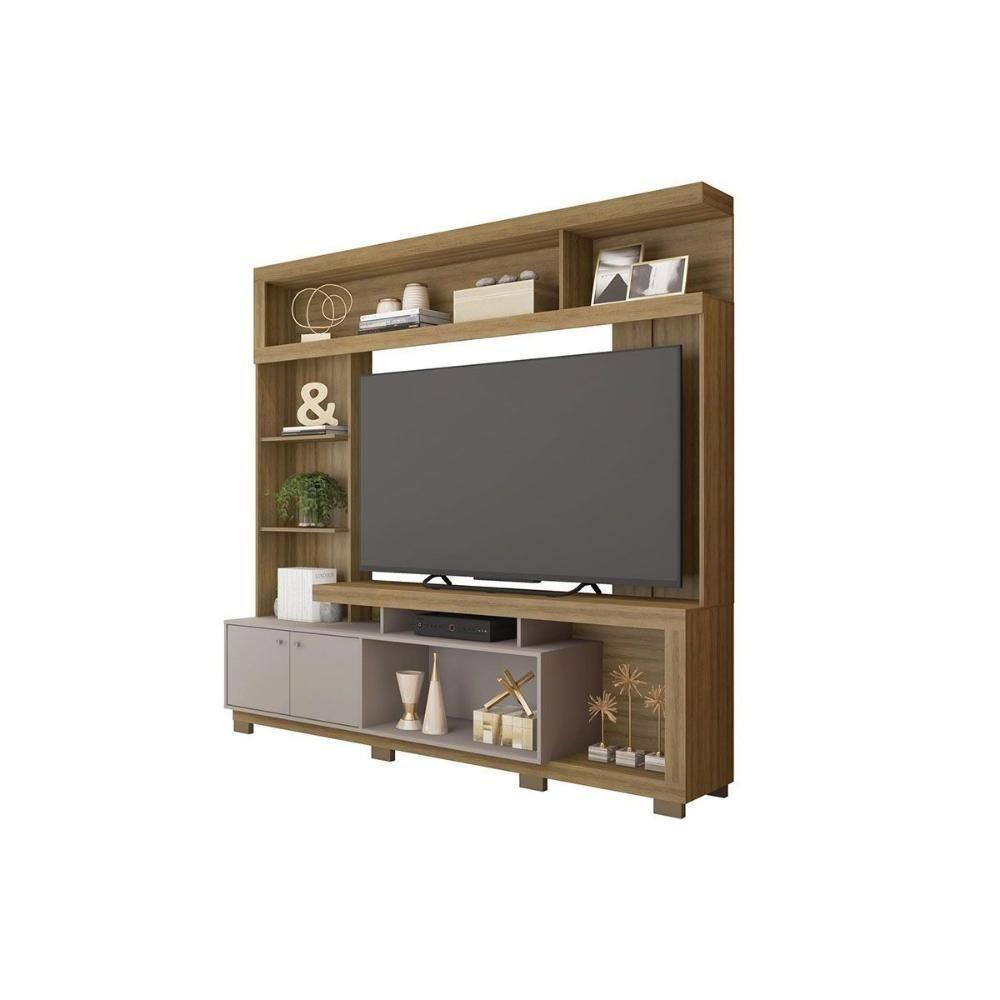 Estante P- Sala Até 70 Pol Formosa C- Nicho E Pés 210x207cm Freijo-off White - Caemmun - 5