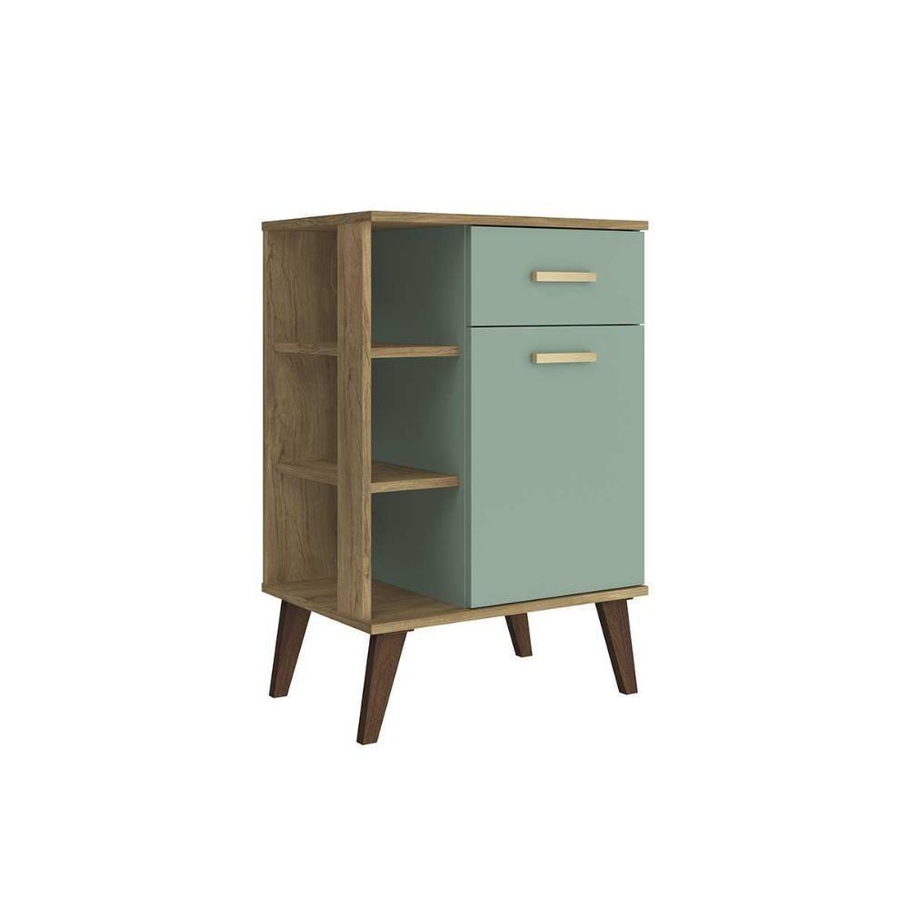 Balcão De Cozinha Modulado Retrô C- 1 Porta E 1 Gaveta 53cm Mel-branco - Movelbento - 8