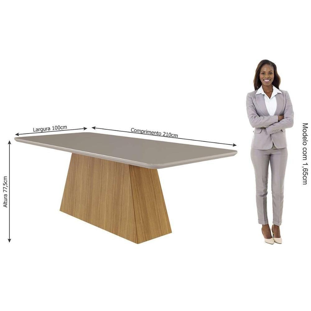 Mesa P- Cozinha Helena C- Tampo Madeirado C- Vidro 210x100cm Cinamomo-off White - Cimol - 3