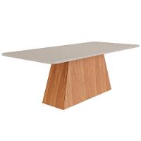 Mesa P- Cozinha Helena C- Tampo Madeirado C- Vidro 210x100cm Cinamomo-off White - Cimol - 1