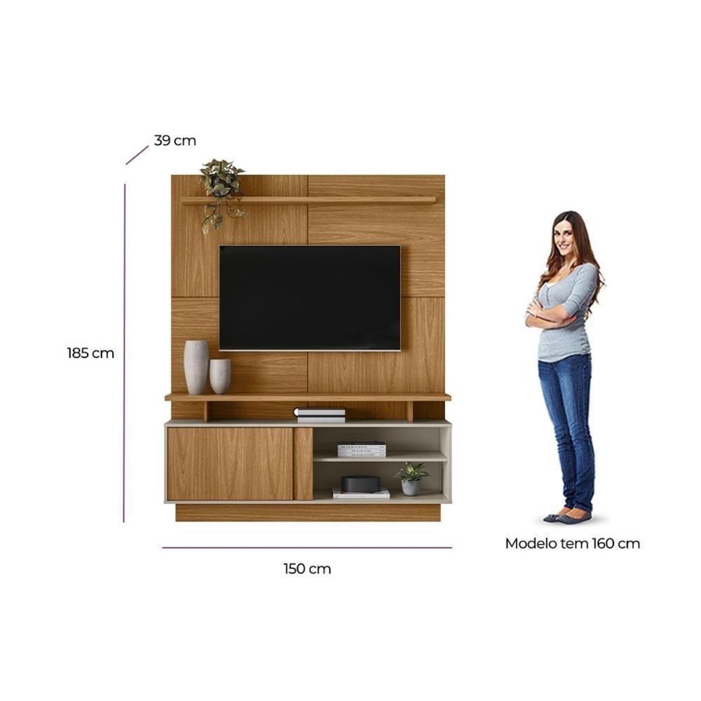 Estante P- Sala Até 60 Pol Viena C- 1 Portas E 2 Prateleiras 185x150cm Jatoba-off White - Linea Brasil - 6