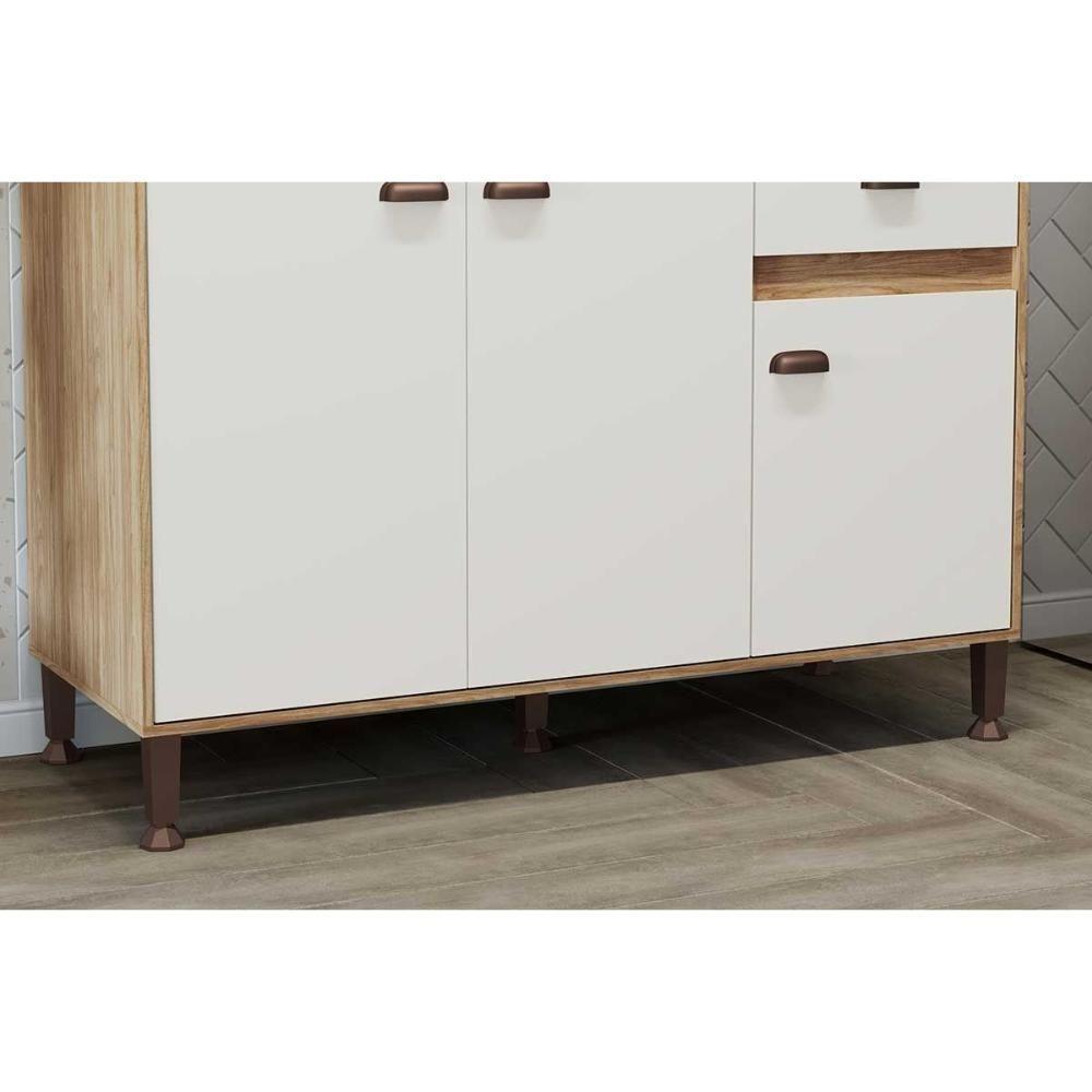 Balcão De Cozinha Modulado Torino C- 3 Portas E 1 Gaveta S- Tampo 120cm Mel - Movelbento - 5