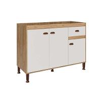 Balcão De Cozinha Modulado Torino C- 3 Portas E 1 Gaveta S- Tampo 120cm Mel - Movelbento - 7