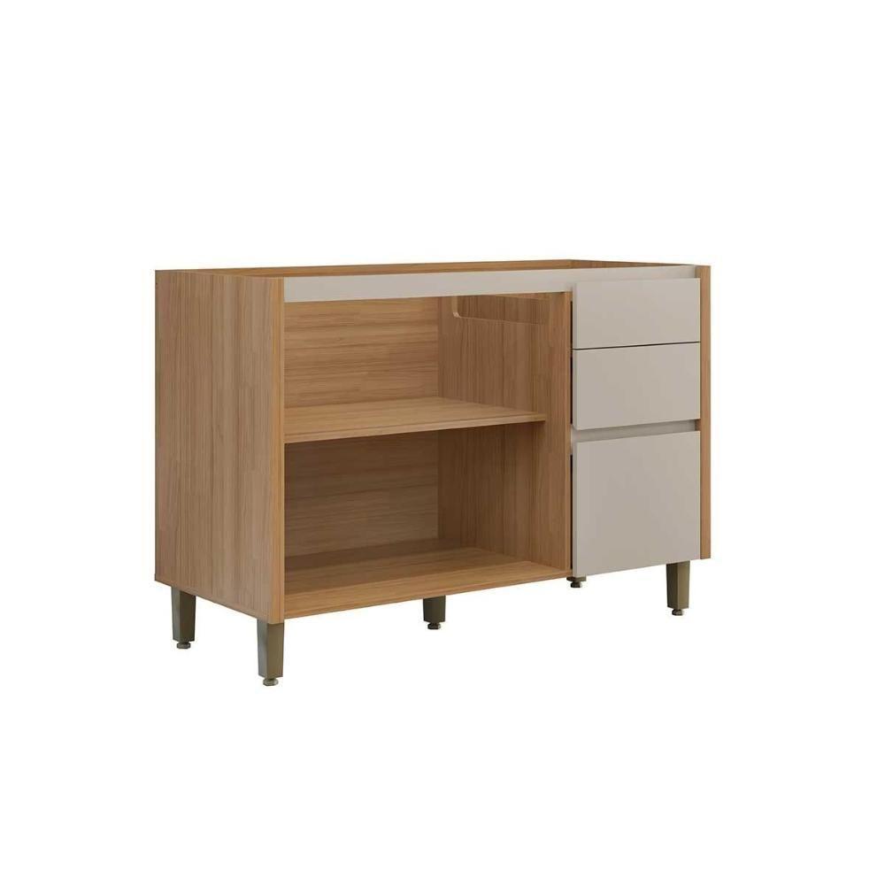 Balcão De Cozinha Modulado Allure C- 2 Portas E 3 Gavetas S- Tampo 120cm Jequitiba-gris Fosco - Linea Brasil - 3