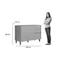 Balcão De Cozinha Modulado Allure C- 2 Portas E 3 Gavetas S- Tampo 120cm Jequitiba-gris Fosco - Linea Brasil - 2