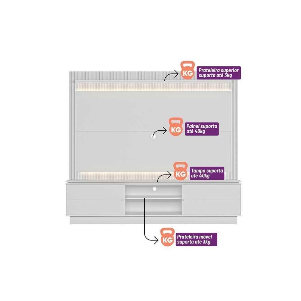 Estante P- Sala Até 75 Pol Guararapes C- 2 Portas E Led 215x191cm Nature-off White - Linea Brasil - 2