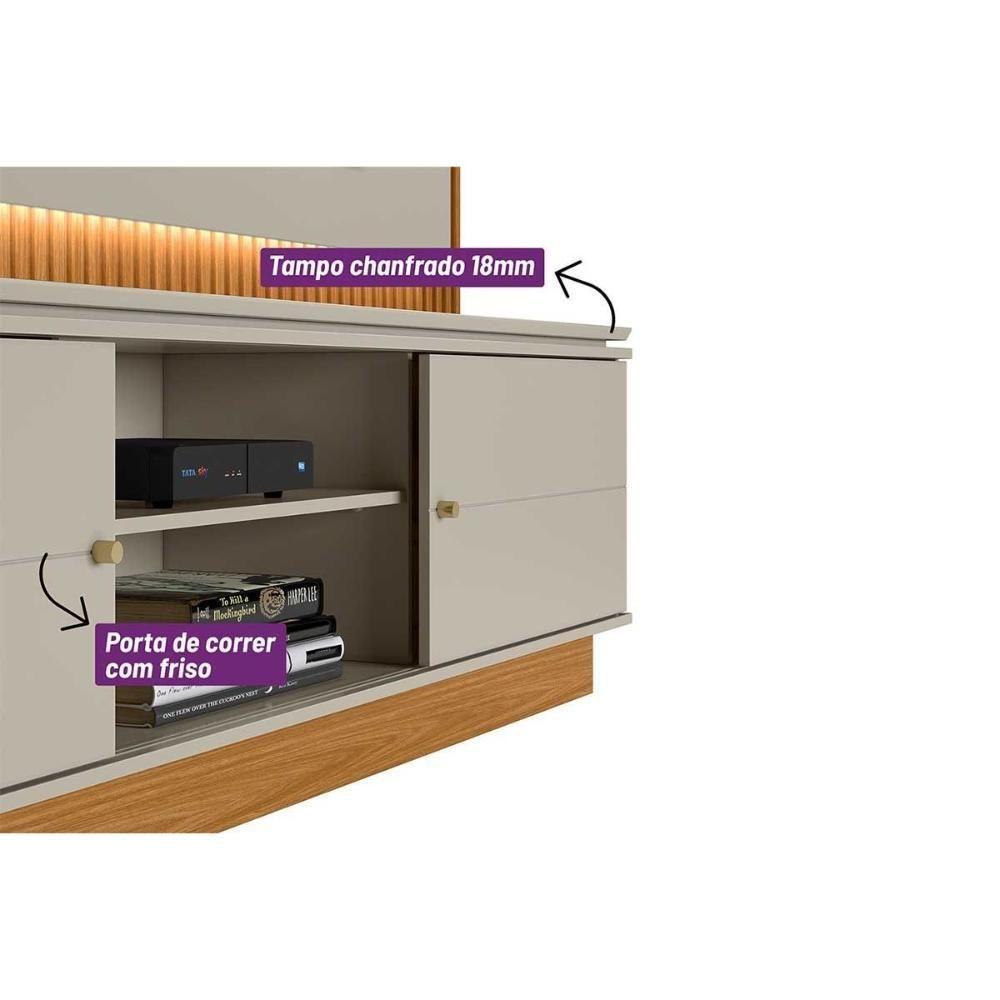 Estante P- Sala Até 75 Pol Guararapes C- 2 Portas E Led 215x191cm Nature-off White - Linea Brasil - 3