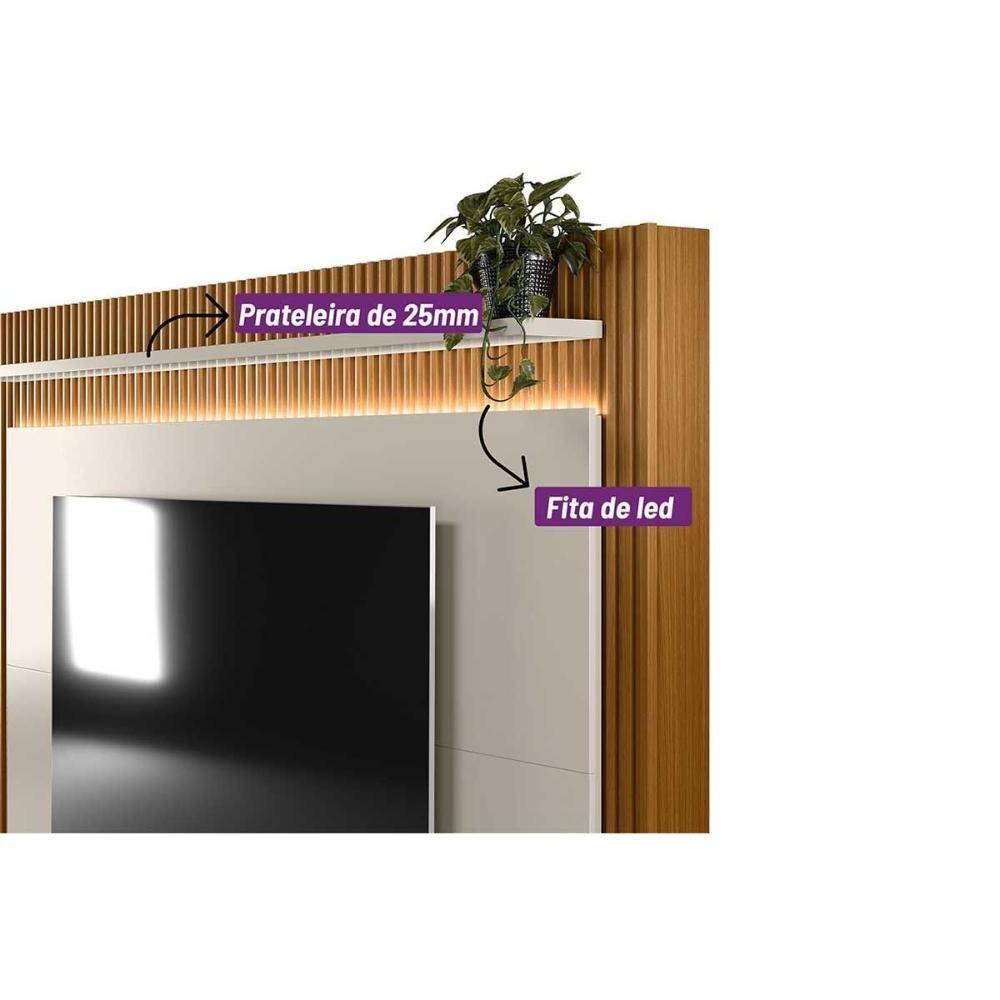 Estante P- Sala Até 75 Pol Guararapes C- 2 Portas E Led 215x191cm Nature-off White - Linea Brasil - 5