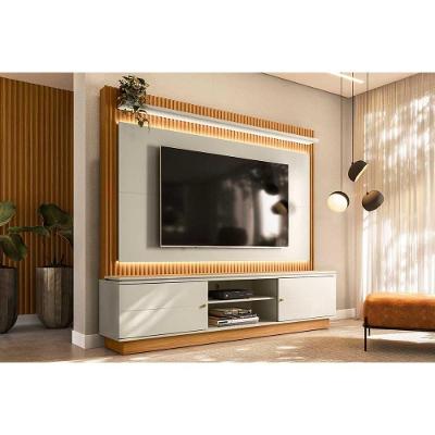 Estante P- Sala Até 75 Pol Guararapes C- 2 Portas E Led 215x191cm Nature-off White - Linea Brasil