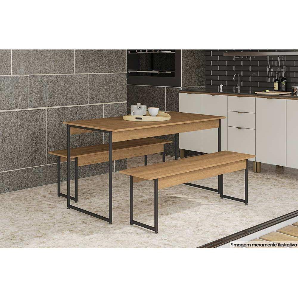 Mesa P- Cozinha Industrial Li013 C- Tampo Madeirado 136x72cm C- 2 Bancos Canela-branco - Kappesberg - 5