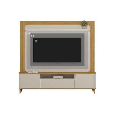 Estante P- Sala Até 70 Pol Munique C- 3 Portas 2 Prateleiras E Led 190x200cm Tauari-off White Fosco - Linea Brasil