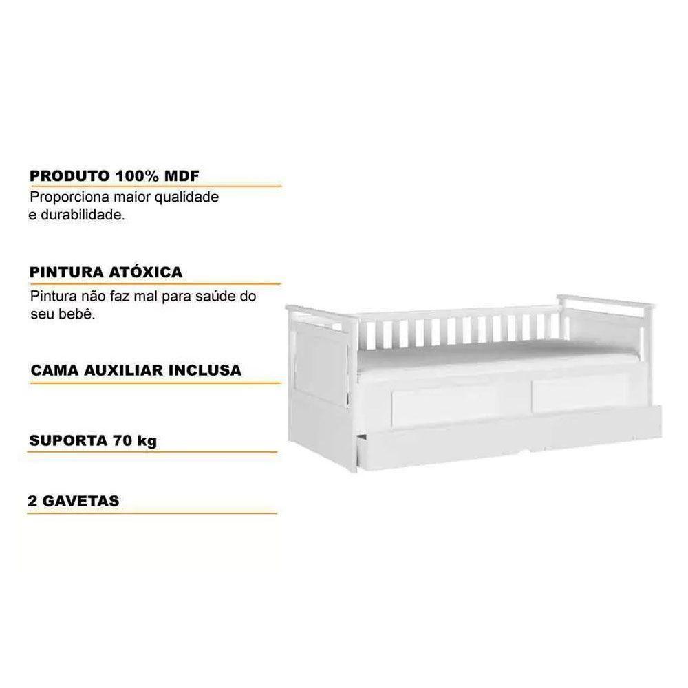 Cama Box Base C- Gavetas De Babá Maria 2 E Auxiliar (branco-amendoa) - Peroba - 2
