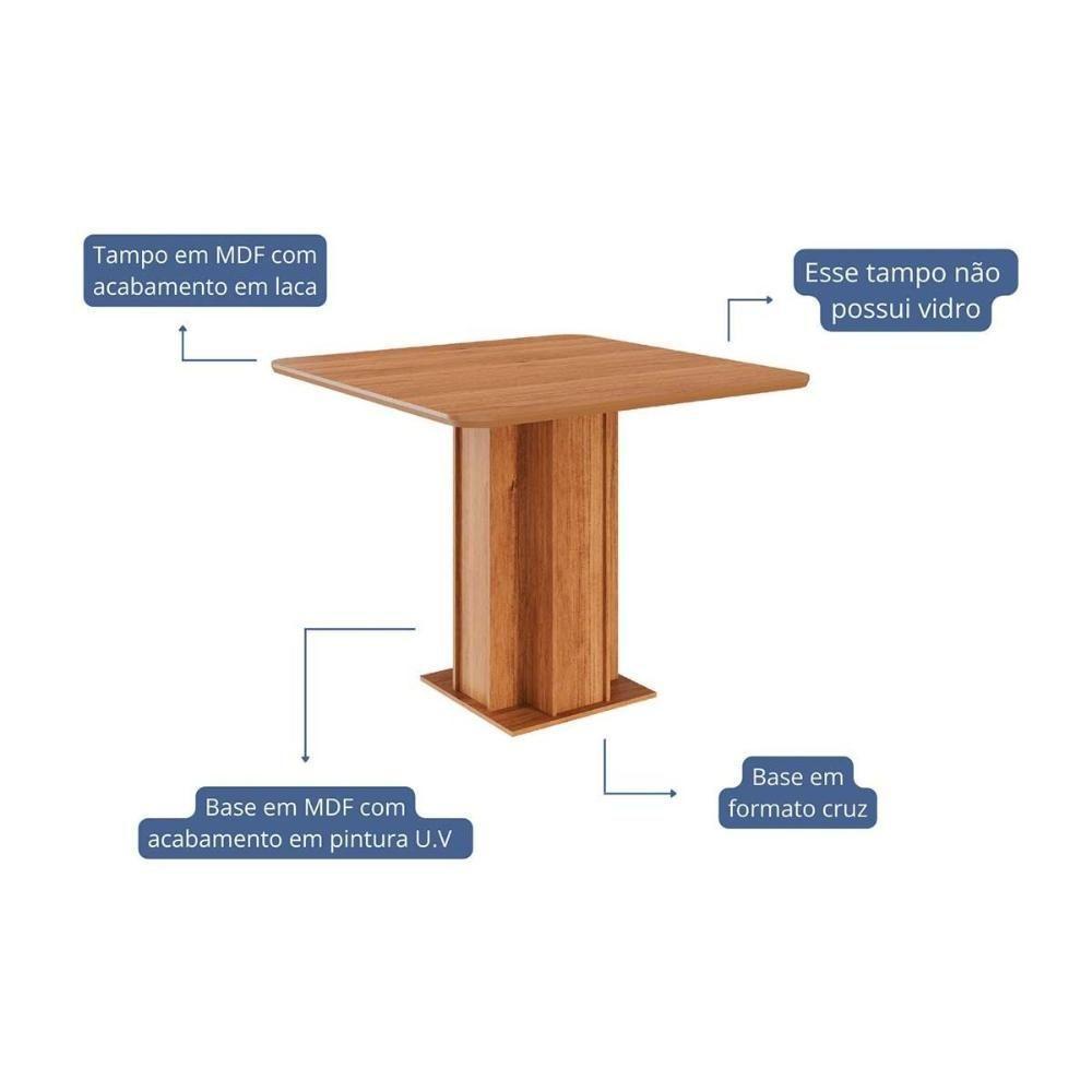 Mesa Multiuso Cozinha Sophia C- Tampo Madeirado 95x95cm Cinamomo - Cimol - 2
