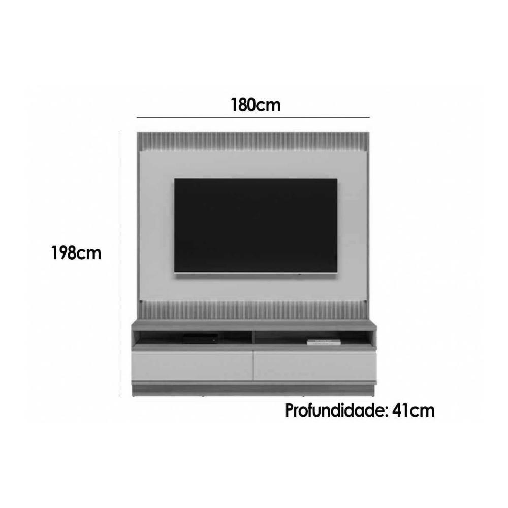 Estante P- Sala Até 70 Pol São Paulo C- 2 Gavetas 198x180cm Tauari-off White Fosco - Linea Brasil - 2