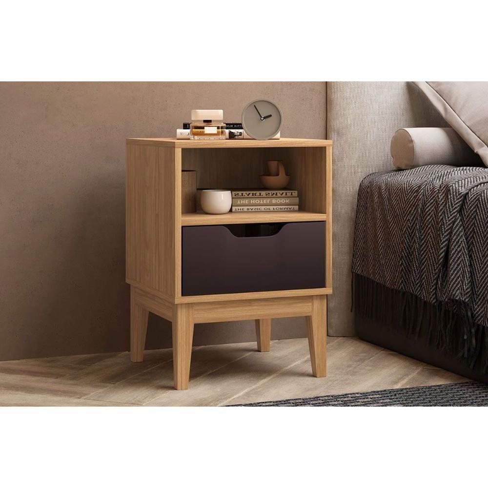 Mesa De Cabeceira Solteiro Mb 1095 C- 1 Gaveta Mel-avelã - Movelbento - 1