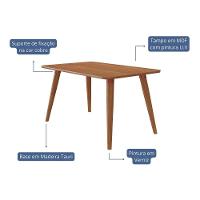 Mesa Multiuso Cozinha Adele C- Tampo Madeirado 130x80cm Carvalho-cinamomo - Cimol - 2