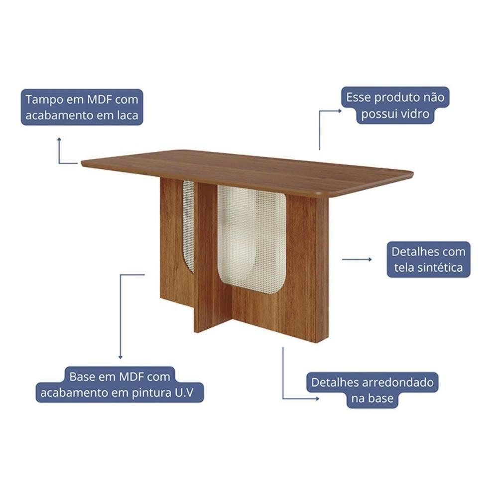 Mesa Multiuso Cozinha Louise C- Tampo Madeirado 160x80cm Cinamomo - Cimol - 2