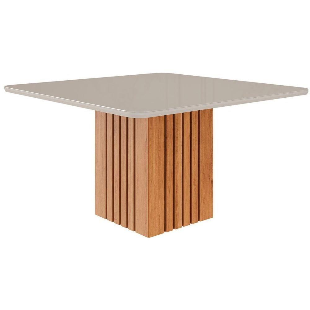 Mesa P- Cozinha Ana C- Tampo Madeirado C- Vidro 130x130cm Cinamomo-off White - Cimol - 1