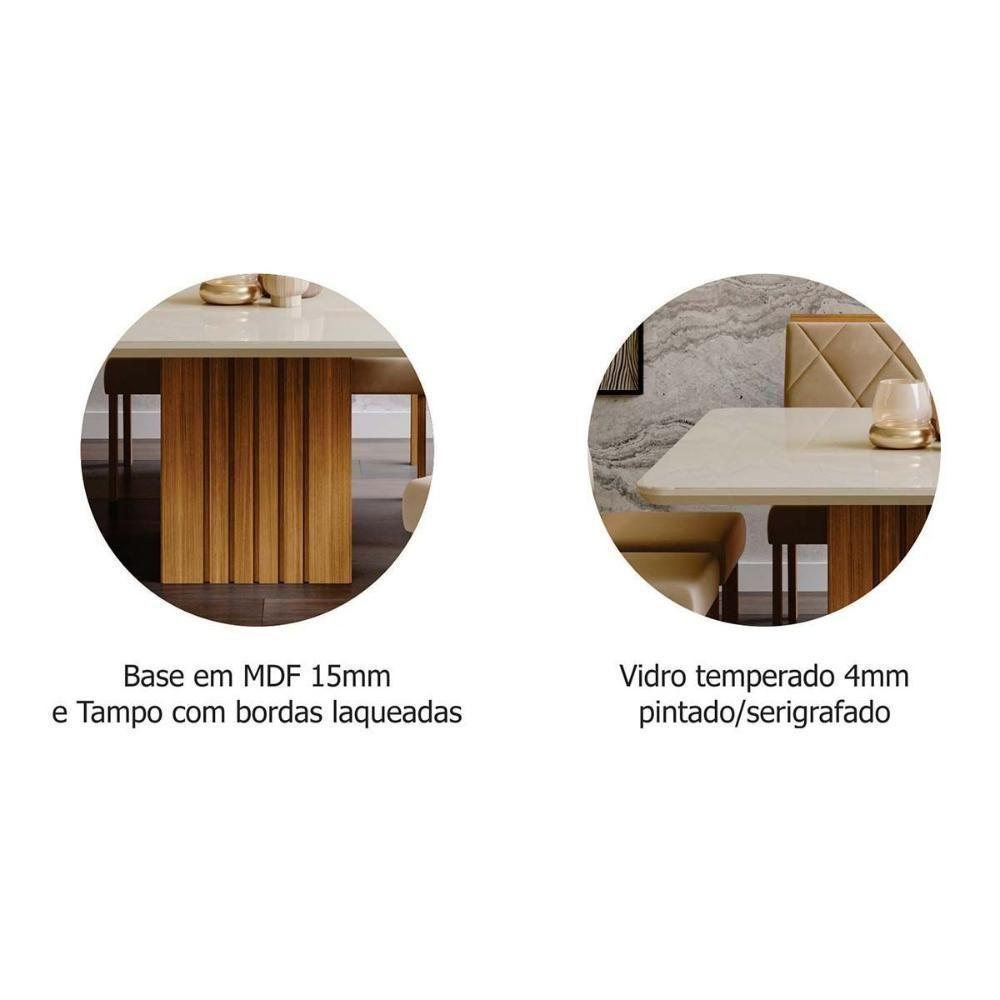 Mesa P- Cozinha Ana C- Tampo Madeirado C- Vidro 130x130cm Cinamomo-off White - Cimol - 4