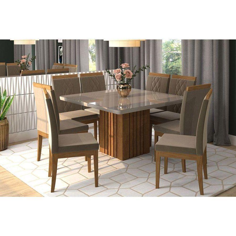 Mesa P- Cozinha Ana C- Tampo Madeirado C- Vidro 130x130cm Cinamomo-off White - Cimol - 6