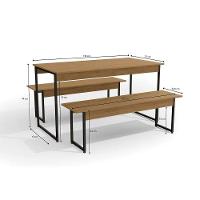 Conjunto: Mesa De Cozinha Industrial Li013 C- Tampo Madeirado 136x72cm C- 2 Bancos Canela-branco - Kappesberg - 2