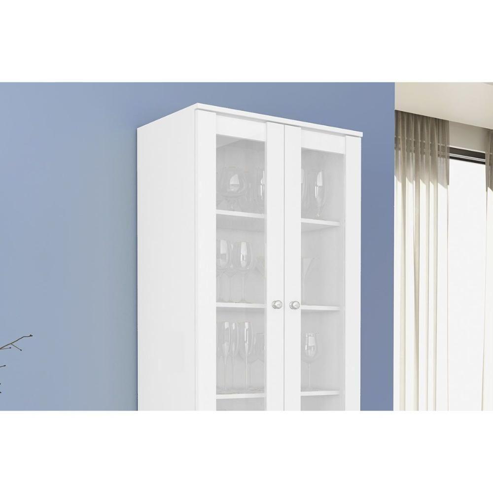 Estante De Livros Esm 217 C- 2 Portas C- Vidro E 2 Gavetas 70cm Branco - Movelbento - 3