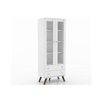 Estante De Livros Esm 217 C- 2 Portas C- Vidro E 2 Gavetas 70cm Branco - Movelbento - 5