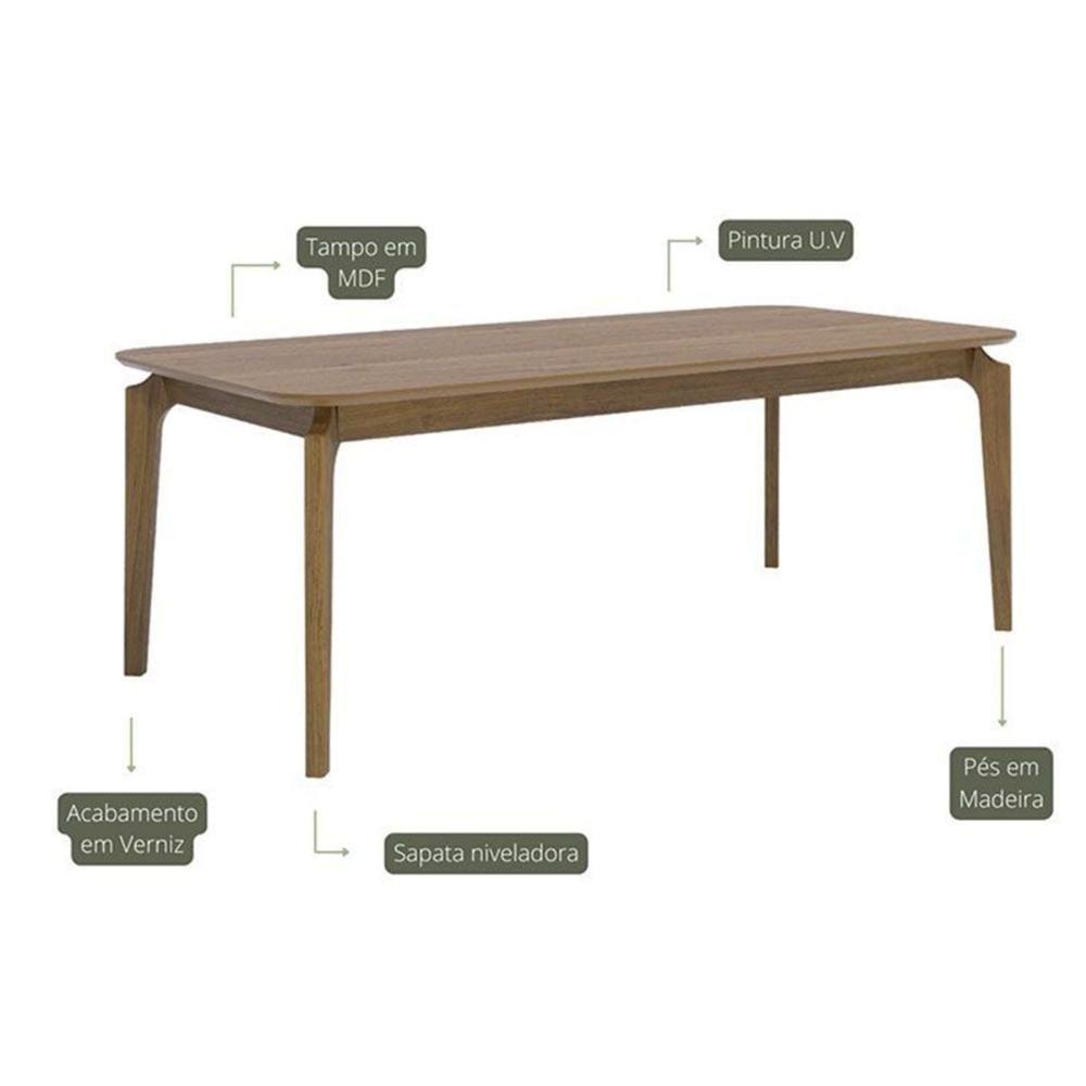 Mesa Multiuso Cozinha Ficus Natuame C- Tampo Madeirado 210x100cm Carvalho-cinamomo - Cimol - 2