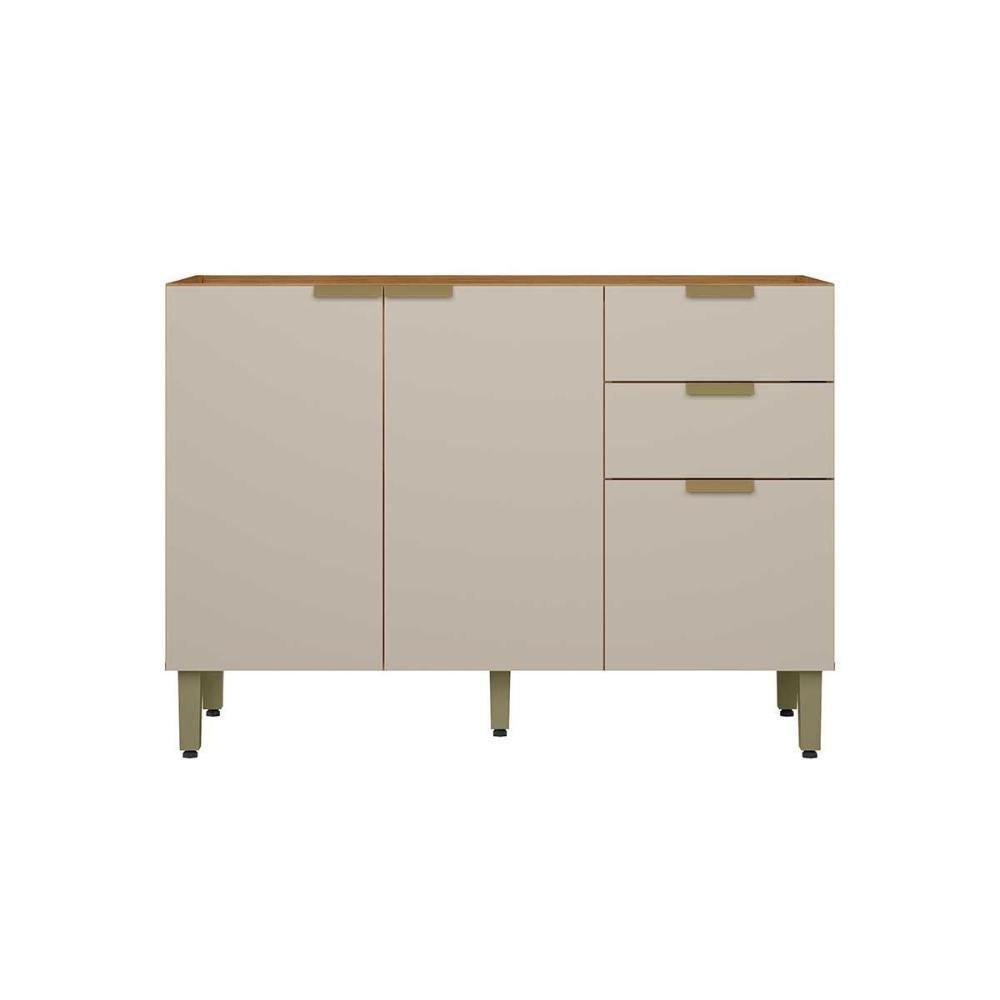 Balcão De Cozinha Modulado Selena C- 3 Porta E 2 Gavetas S- Tampo 120cm Jequitiba-off White Fosco - Linea Brasil - 4