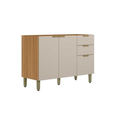 Balcão De Cozinha Modulado Selena C- 3 Porta E 2 Gavetas S- Tampo 120cm Jequitiba-off White Fosco - Linea Brasil