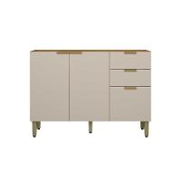 Balcão De Cozinha Modulado Selena C- 3 Porta E 2 Gavetas S- Tampo 120cm Jequitiba-off White Fosco - Linea Brasil