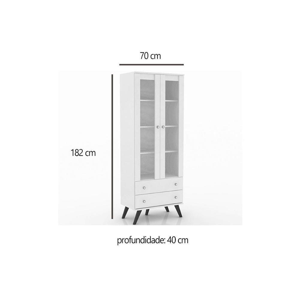 Estante Livreiro Casal Esm 217 C- 2 Portas C- Vidro E 2 Gavetas 70cm Branco - Movelbento - 2