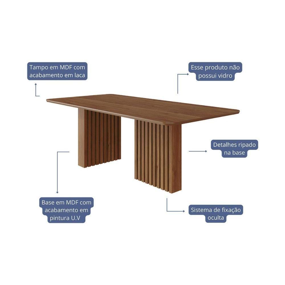 Mesa Multiuso Cozinha Ester C- Tampo Madeirado 210x100cm Cinamomo - Cimol - 2